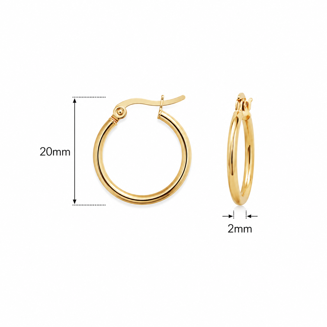 Créoles Dorées 20 mm – Finesse et Élégance