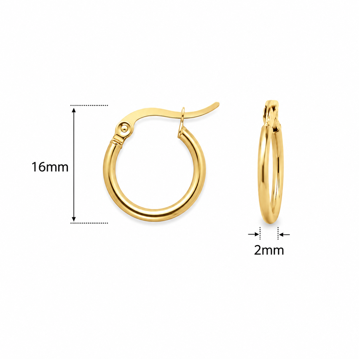 Créoles Dorées 16 mm – Élégance Intemporelle