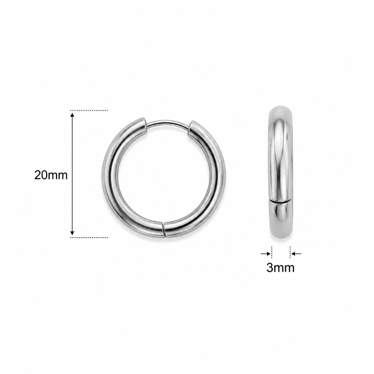 Créoles Argentées 20 mm – Sobriété et Élégance