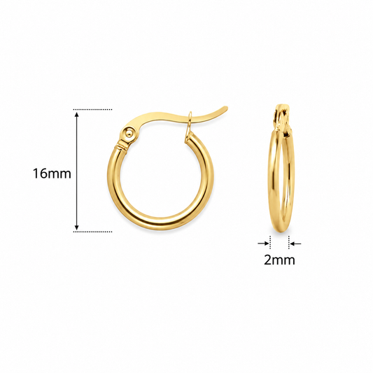 Créoles Dorées 16 mm – Élégance Intemporelle