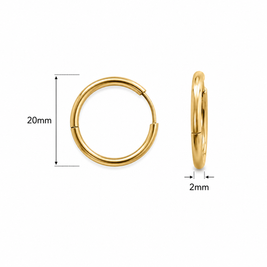 Créoles Dorées 20 mm – Légèreté et Intemporalité